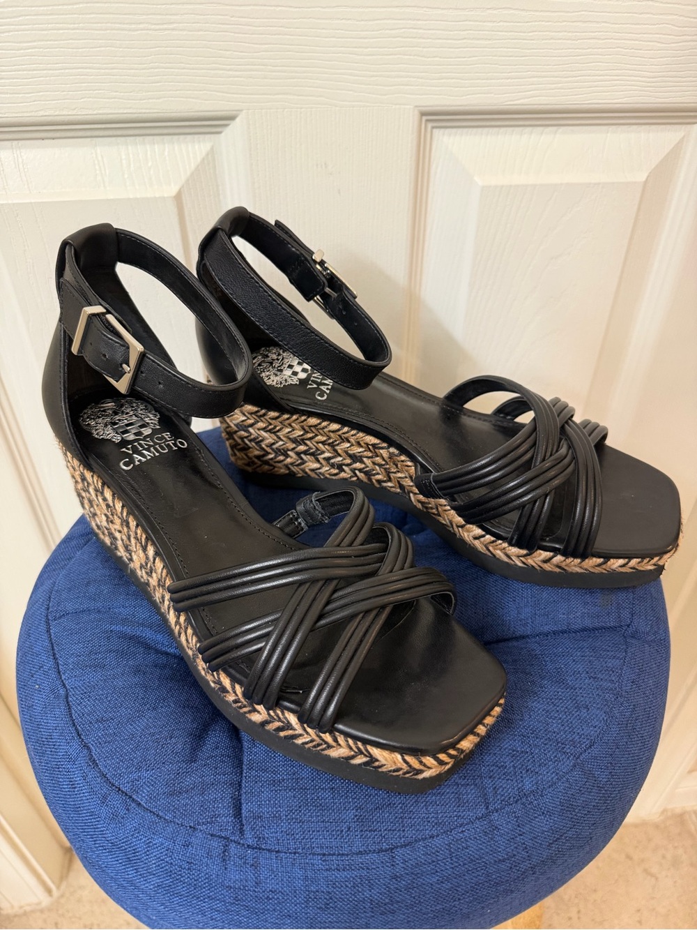 Vince Camuto Black Braided Platform Sandals